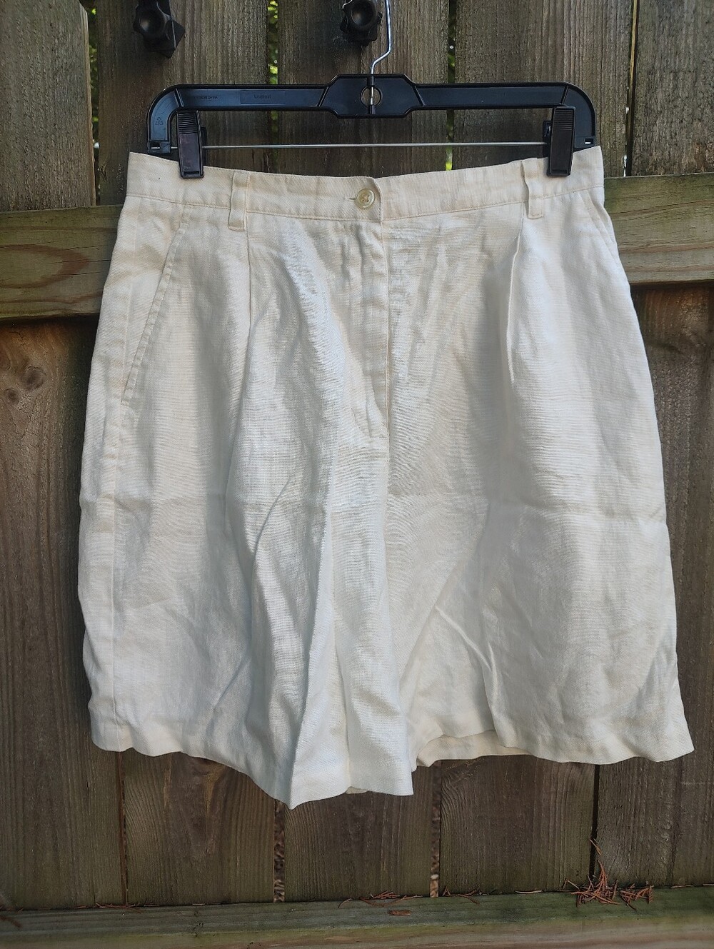 🏵️Lauren Ralph Lauren 90s Vtg White Linen High Waist Breezy Shorts Size 10
